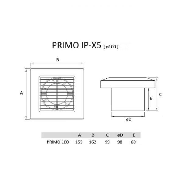 Ventilátor s regulací a čas.spínačem PRIMO T 100 IPX5 - Kliknutím na obrázek zavřete