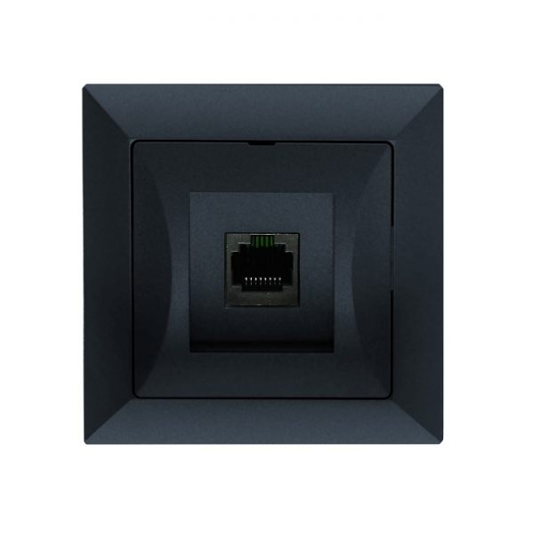 Zásuvka Opus datová 1x RJ45 pro internet, černá - Kliknutím na obrázek zavřete